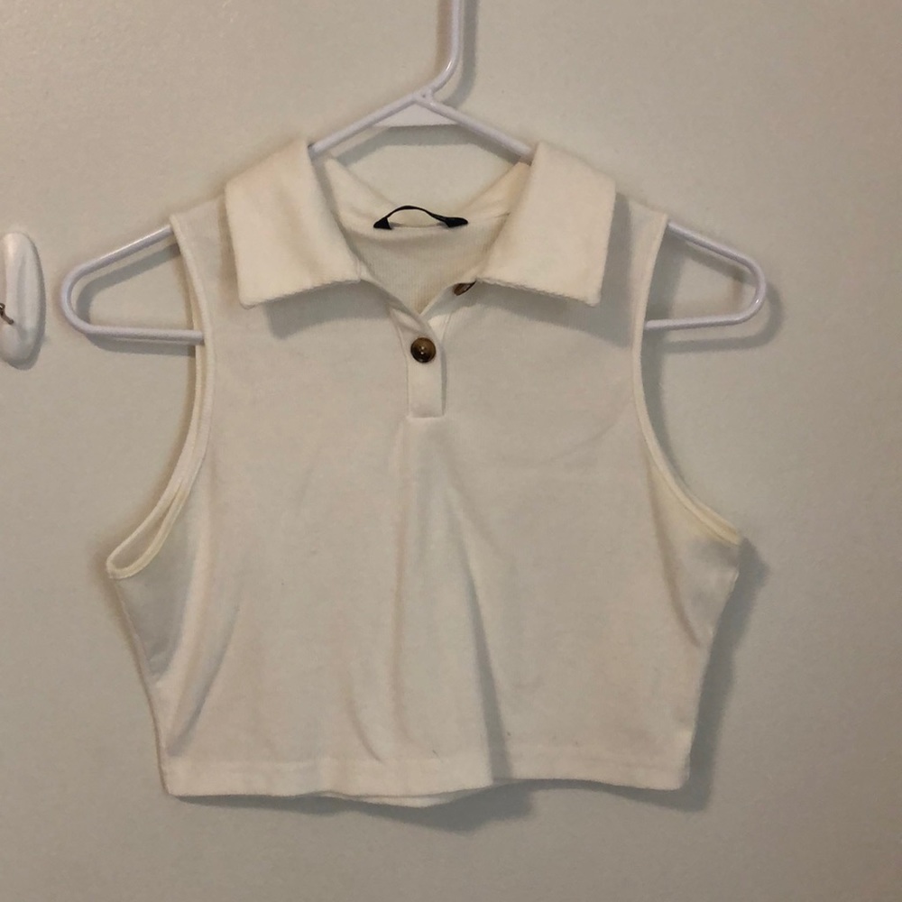 Cropped white tank top